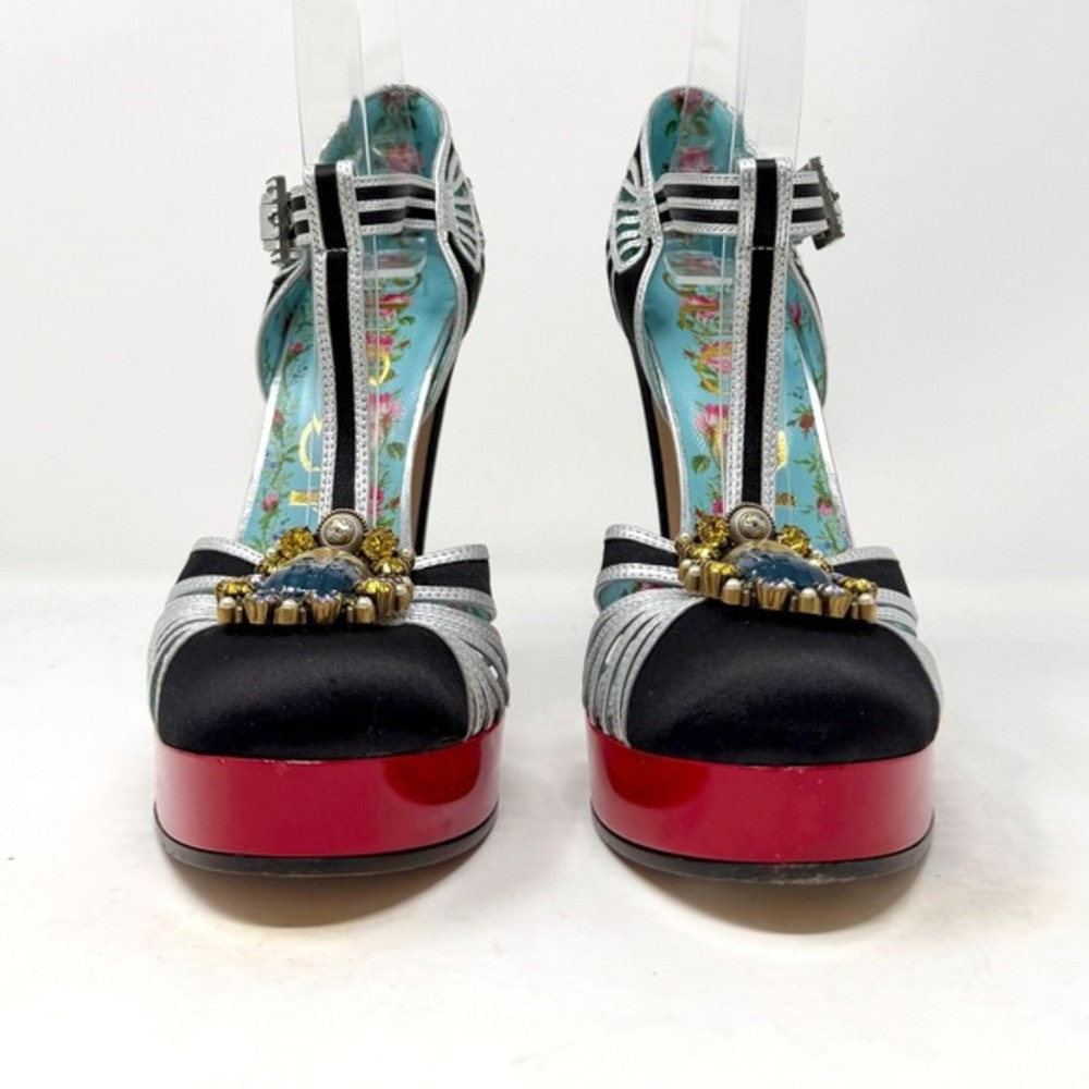 Gucci Mariska Platform Heels Black Runway Sandals 37.5 - Picture 5 of 10